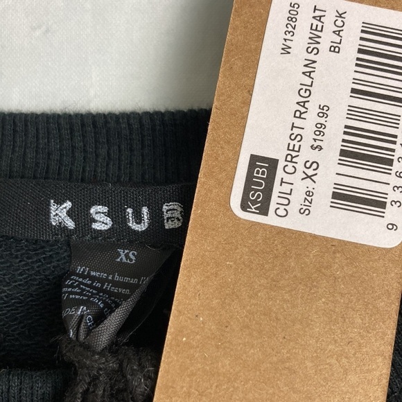 KSUBI NWT Cult Crest Skull Raglan Sleeve Sweatshirt XS Dark Princess Goth Witchy - Picture 4 of 14